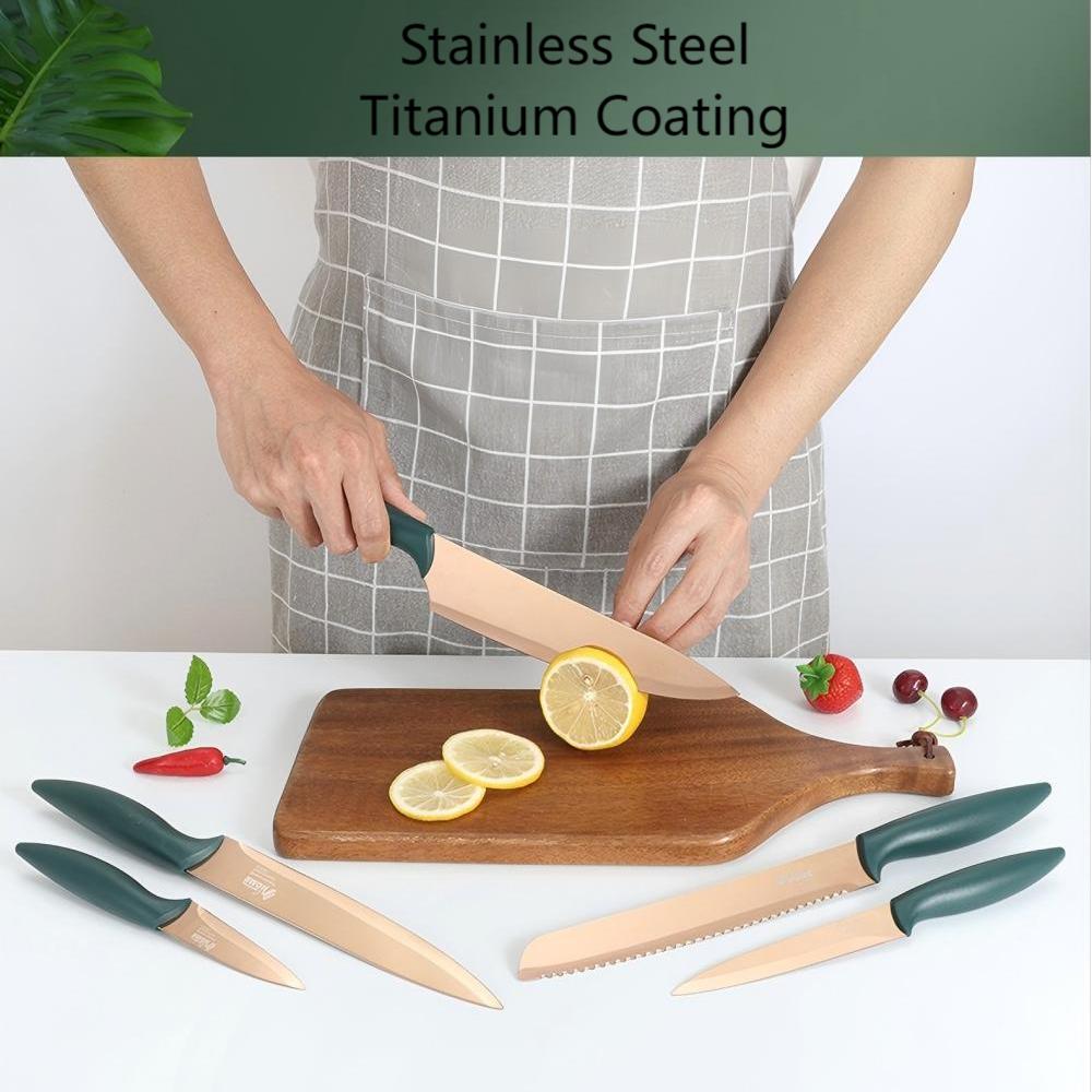 Condere Home 6-Piece Knife Set with Stand – Professional 3CR13 Stainless Steel Kitchen Knives for Home & Culinary Use