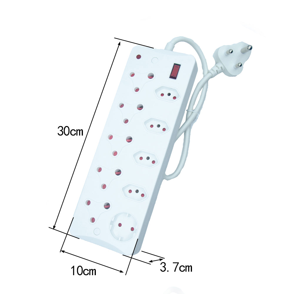 socket-out Power Strip,10-Way Multi long power strip with 16A Non-Rewirable Plug, 4000W Capacity IEC Certified CM-2010