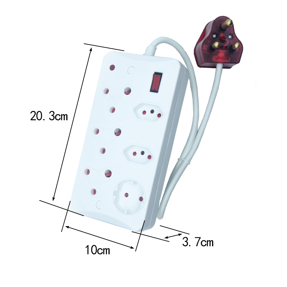 6-Way Surge Protected Socket-outlet Power Strip with 16A Surge Protected Plug, 500J-700J Protection, 4000W Capacity – IEC Certification CM-2606
