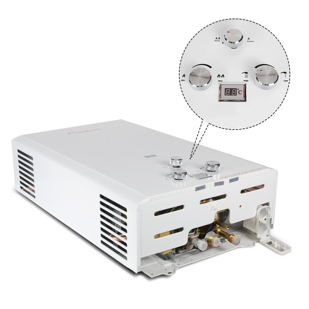 Condere 16L LPG Tankless Gas Water Heater, Outdoor Gas Water Heater with LED Display, Flame Failure & Overheat Protection – LQ-4016(HB), Ideal for Family Use