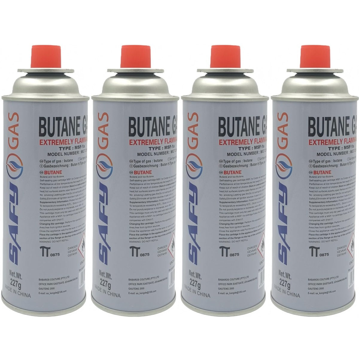 Portable Camping Gas Stove with Piezo-Electric Ignition, Safety Locking Mechanism, Adjustable Flame Control, 4 Butane Gas Canisters, Enamel Coated Pot Holder, and Storage Case