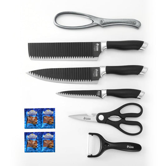 CONDERE HOME 6 PCS Kitchen Knife Set | Larger Cleaver, Chef Knife, Slicer Knife, Paring Knife, Ceramic Peeler, Scissors | 3CR13 Stainless Steel