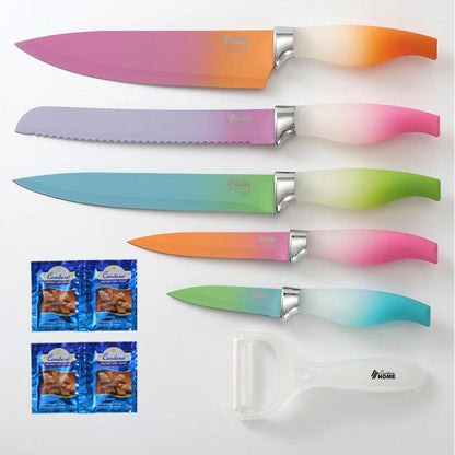 CONDERE HOME 6 PCS Knife Set | Chef, Bread, Carving, Utility, Paring Knife, Ceramic Peeler | 3CR13 Stainless Steel