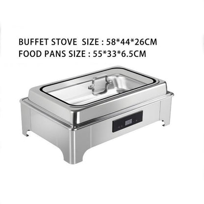 9L Electric Buffet Food Warmer TH-5001, Stainless Steel Chafing Dish with Touch Temperature Display & Visual Glass Cover