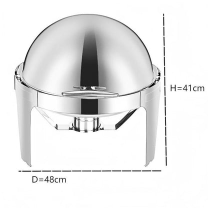 CDH-31 6L Round Stainless Steel Chafing Dish Buffet Stove, Alcohol-Heating Food Warmer (Fuel Not Included), Silver Color, Large Capacity & Long-Lasting Heat Preservation
