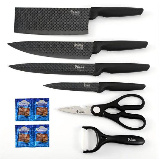 CONDERE HOME 6 PCS Knife Set with free yeast Includes Larger Cleaver, Chef Knife, Slicer, Utility Knife, Ceramic Peeler & Scissors 3CR13 Stainless Steel