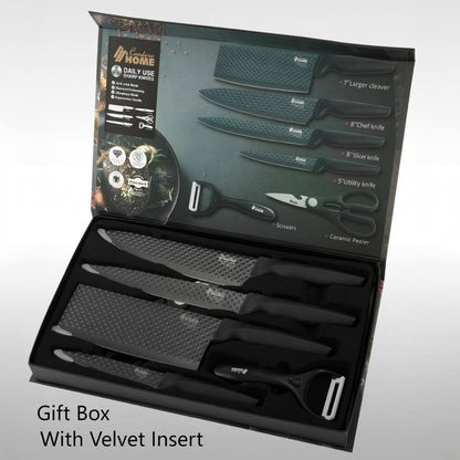 CONDERE HOME 6 PCS Knife Set with free yeast Includes Larger Cleaver, Chef Knife, Slicer, Utility Knife, Ceramic Peeler & Scissors 3CR13 Stainless Steel