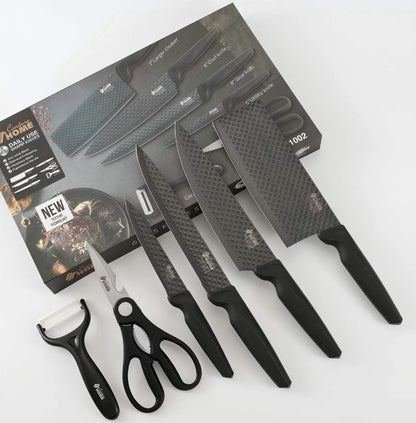 CONDERE HOME 6 PCS Knife Set with free yeast Includes Larger Cleaver, Chef Knife, Slicer, Utility Knife, Ceramic Peeler & Scissors 3CR13 Stainless Steel