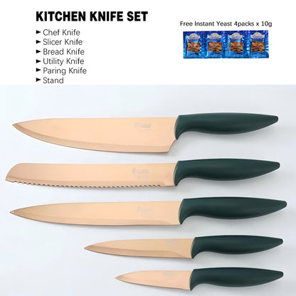 Condere Home 6-Piece Knife Set with Stand – Professional 3CR13 Stainless Steel Kitchen Knives for Home & Culinary Use