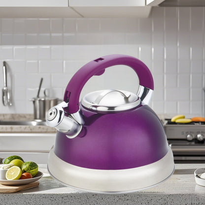 Purple Stainless Steel Tea Kettle 3.5L for Stovetop, Durable Water Kettle with Zinc Alloy & Nylon Handle, Stovetop Kettle for Tea Pot and Camping