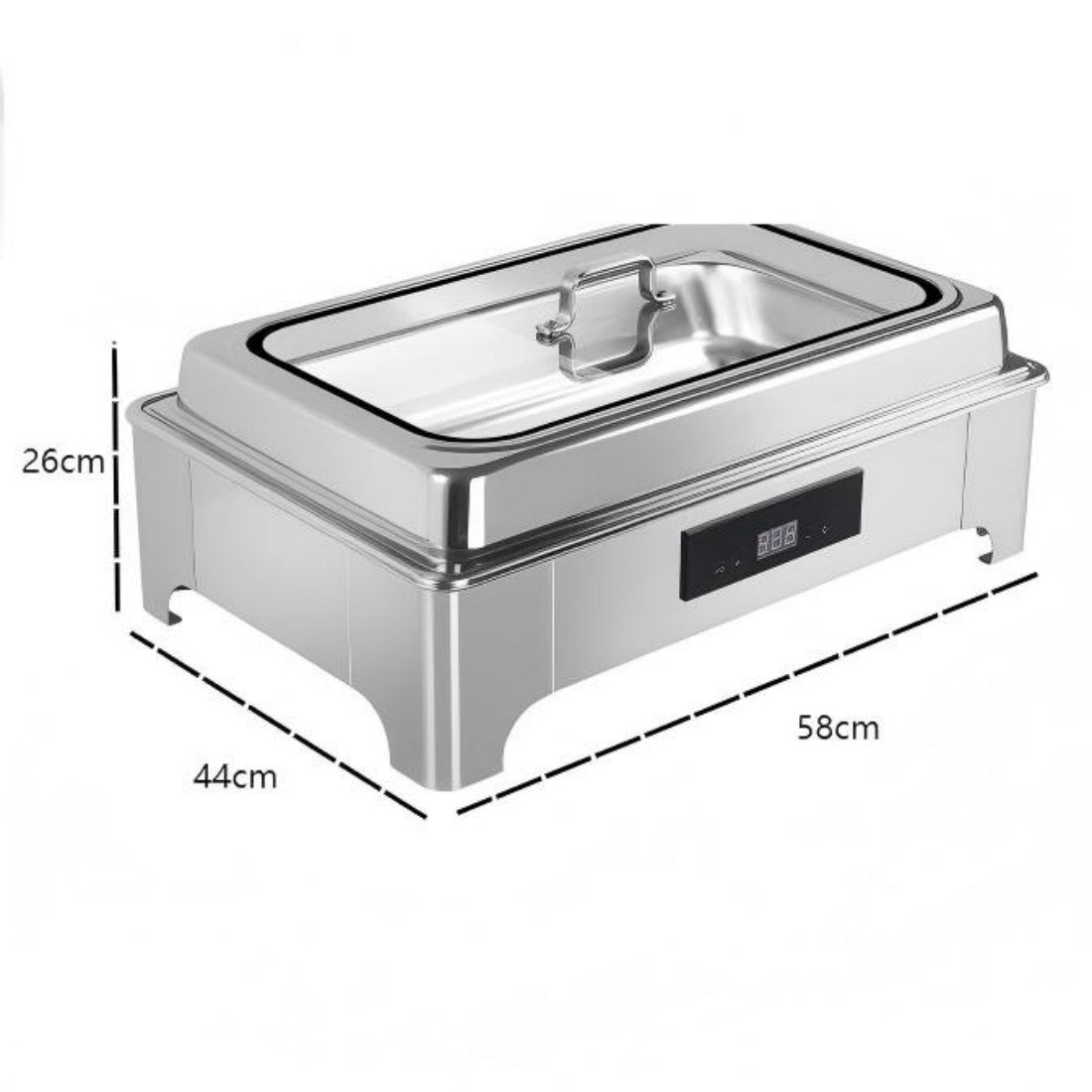 9L Electric Buffet Food Warmer TH-5001, Stainless Steel Chafing Dish with Touch Temperature Display & Visual Glass Cover