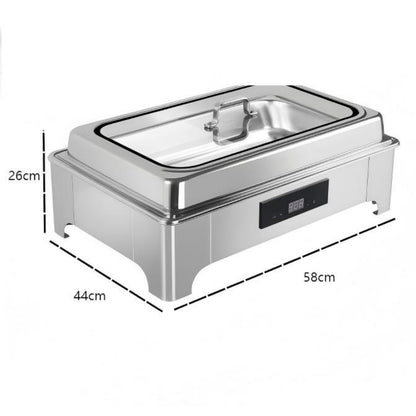 9L Electric Buffet Food Warmer TH-5001, Stainless Steel Chafing Dish with Touch Temperature Display & Visual Glass Cover