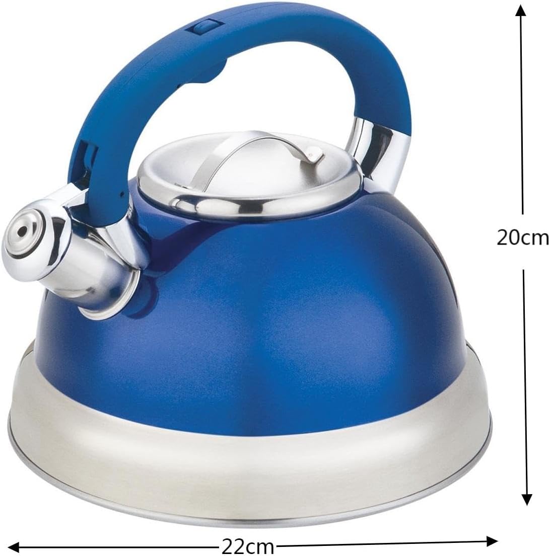 Blue Stainless Steel Tea Kettle 3.5L for Stovetop, Durable Water Kettle with Zinc Alloy & Nylon Handle, Stovetop Kettle for Tea Pot and Camping