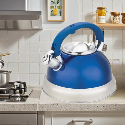 Blue Stainless Steel Tea Kettle 3.5L for Stovetop, Durable Water Kettle with Zinc Alloy & Nylon Handle, Stovetop Kettle for Tea Pot and Camping