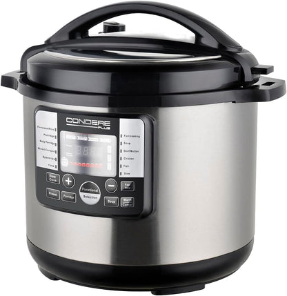 CONDERE PLUS 10L Electric Pressure Cooker, Smart Rice Cooker, Slow Cooker, Soup Pot, Stainless Steel Inner Pot, 17 Cooking Functions, Digital Display, 8 Safety Features, Easy to Clean