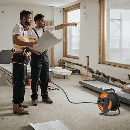 25m Copper Extension Cord Reel – Electrical Cord Storage Reel with Fireproof Shell, 3500W Power Cord Reel, 3-Port Extension Cord Holder with Key Switch and Child Protection