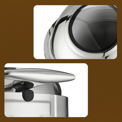 6L Round Chafing Dish Buffet Stove CDH-37, Silver Color, Alcohol-Heating Food Warmer with Visual Glass Lid (Without Alcohol), Stainless Steel Catering Equipment