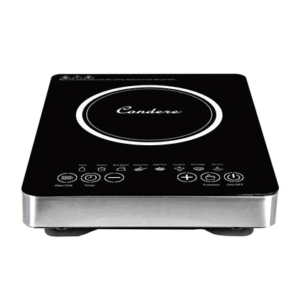 Condere Electric Induction Cooktop C-CPSF15A – Portable Induction Cooker with Stainless Steel Case, Sensor Control, 2200W Energy-Efficient Hot Plate for Countertop Use