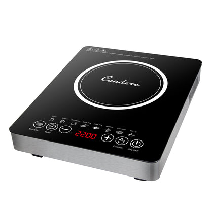 Condere Electric Induction Cooktop C-CPSF15A – Portable Induction Cooker with Stainless Steel Case, Sensor Control, 2200W Energy-Efficient Hot Plate for Countertop Use