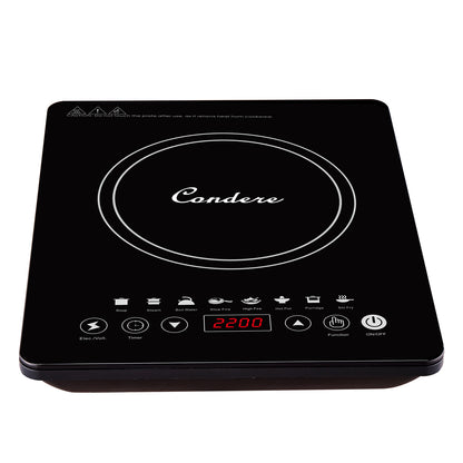 Condere Electric Induction Cooktop C-CPSF20A – Portable Induction Cooker with Black Crystal Glass, 2200W Hot Plate for Countertop Use, Energy-Saving Design