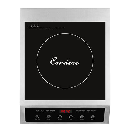 Condere Electric Induction Cooker C-CPSF35B – 3500W Portable Hot Plate with Crystalline Glass, Energy-Saving Induction Cooktop for Countertop Use, Durable Stainless Steel Case