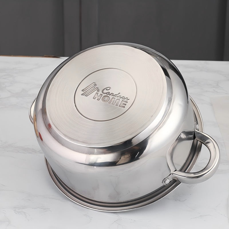 Condere Home CDH-001 15-Piece Stainless Steel Cookware Set with Free Instant Yeast – Includes Saucepan, Frypan, Casseroles, Ladle, Spatula & Spoon For Gas, Induction & Electric Stoves