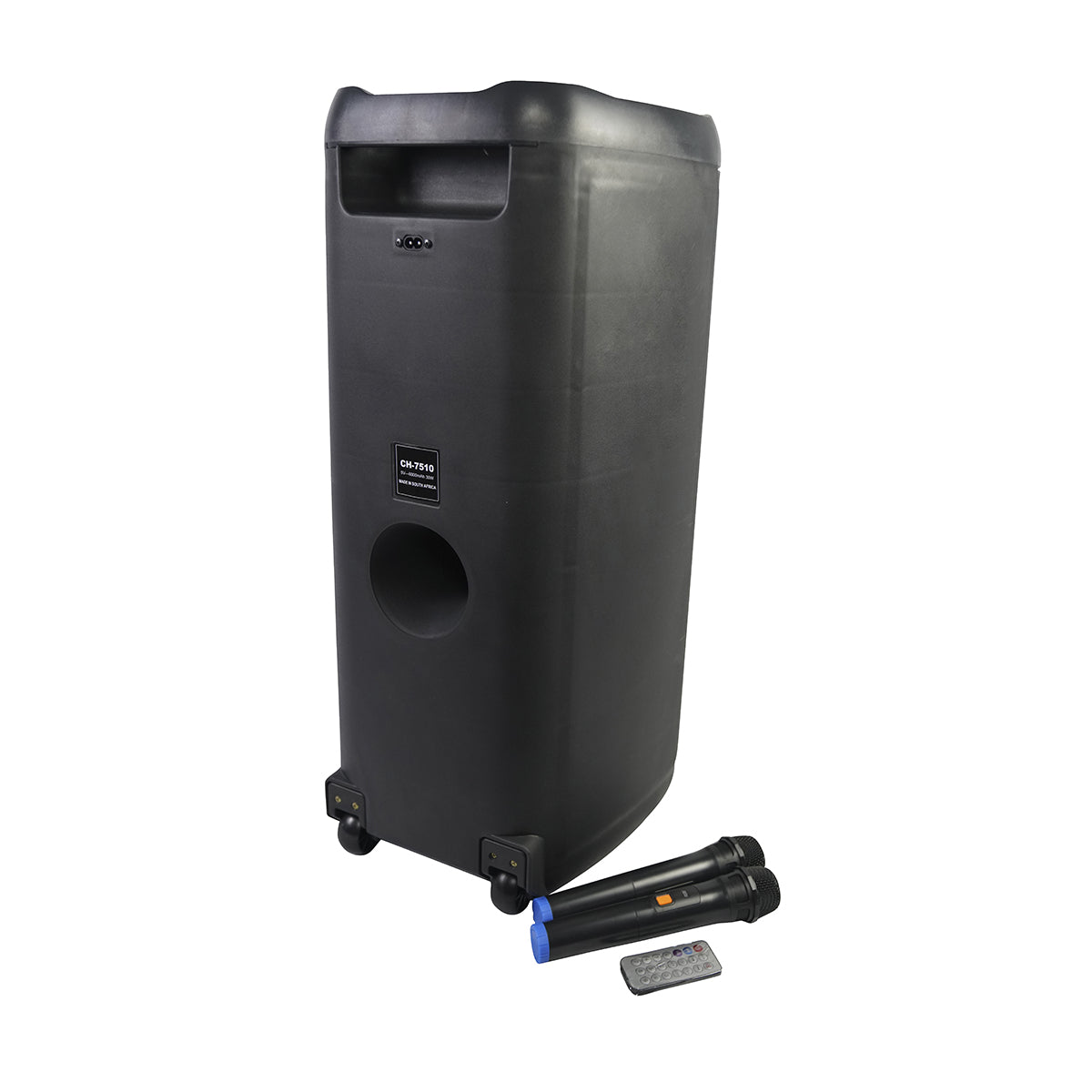 10"x2 Portable Loudspeaker CH-7510 – High-Power Bluetooth Speaker with Bass & Treble | Rechargeable Karaoke Speaker with Dual Mic, USB, TF Card, FM Radio, AUX Input | Outdoor Party Sound System