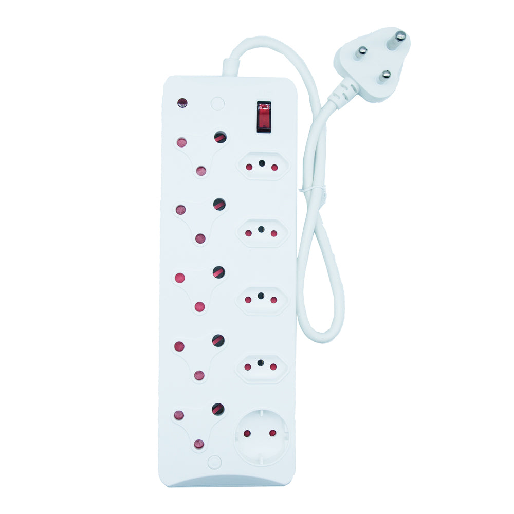 socket-out Power Strip,10-Way Multi long power strip with 16A Non-Rewirable Plug, 4000W Capacity IEC Certified CM-2010