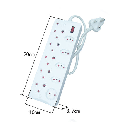 socket-out Power Strip,10-Way Multi long power strip with 16A Non-Rewirable Plug, 4000W Capacity IEC Certified CM-2010