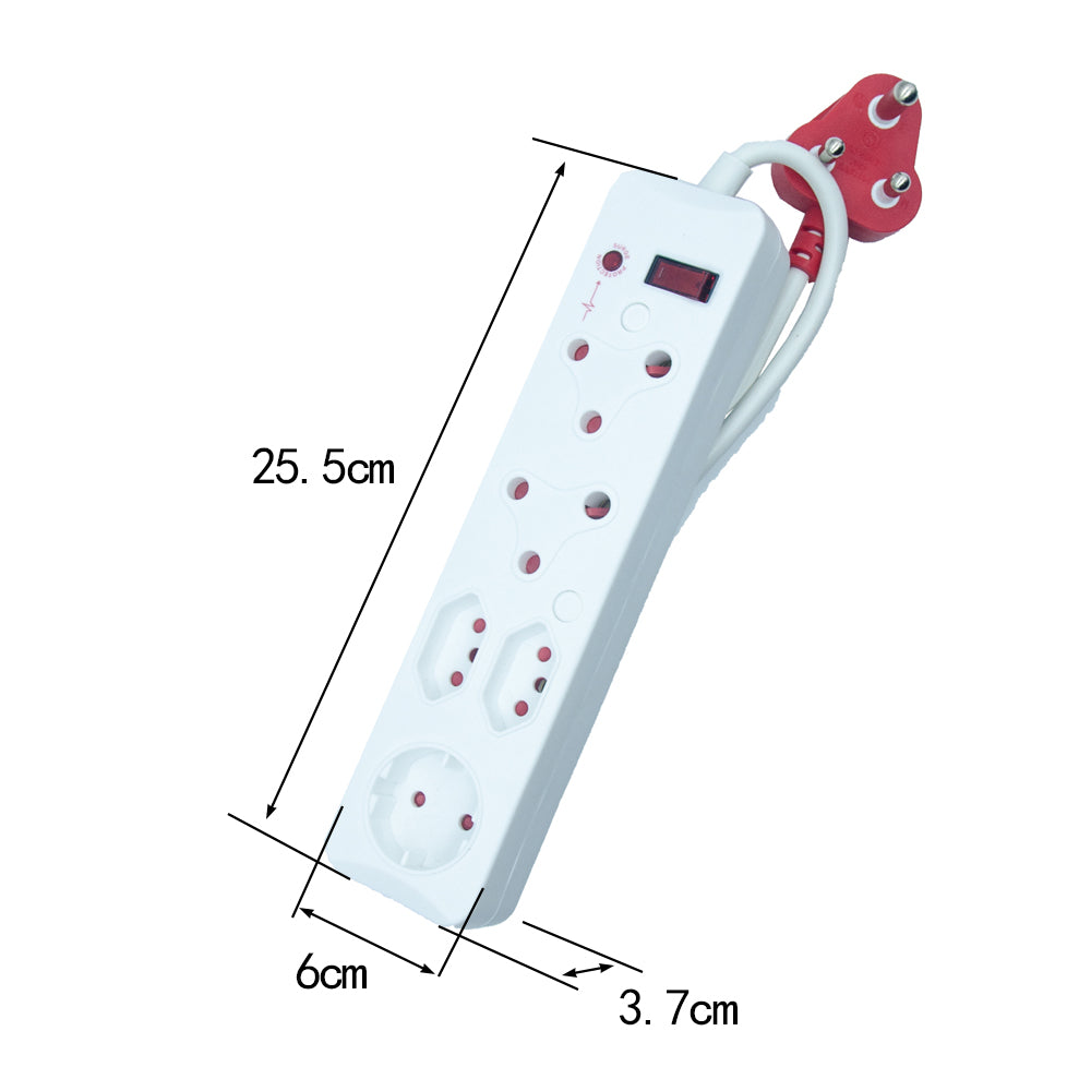 5-Way Surge Protected Power Strip with Multiple Socket-outlet, 16A Non-Rewirable Red Plug, 450J Protection, 4000W Capacity – Power Strip with Surge Indicator and IEC Certification CM-2305