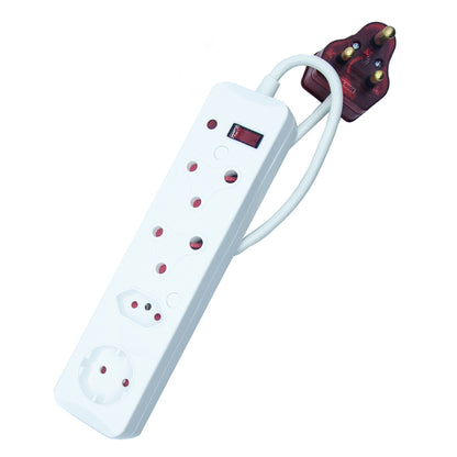 4-Way Multi Surge Protected Socket-outlet Power Strip with 16A Surge Protected Plug, 500J-700J Protection, 4000W Capacity – IEC Certification CM-2604