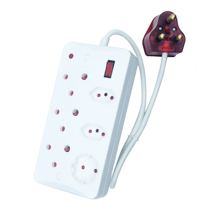 6-Way Surge Protected Socket-outlet Power Strip with 16A Surge Protected Plug, 500J-700J Protection, 4000W Capacity – IEC Certification CM-2606