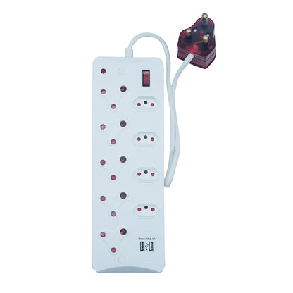 9-Way Multi Socket-outlet with USB Ports and Surge Protection, 16A Surge Protected Plug, 500J-700J Protection, 4000W Capacity – IEC Certification CM-2709