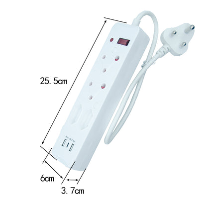 4-Way Multi Socket-outlet Power Strip with USB+type-C Ports, Heavy Duty 16A Non-Rewirable Plug, 4000W Capacity – Outlet with USB+type-C Ports and IEC Certification CM-2204
