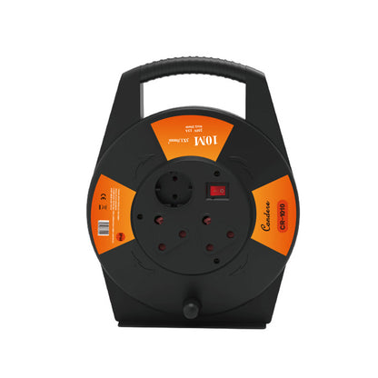 10m Copper Extension Cord Reel – Safe Electrical Cord Reel with Fireproof Shell, Power Cord Storage Reel with Key Switch and Child Protection, Ideal for Home and Industrial Use