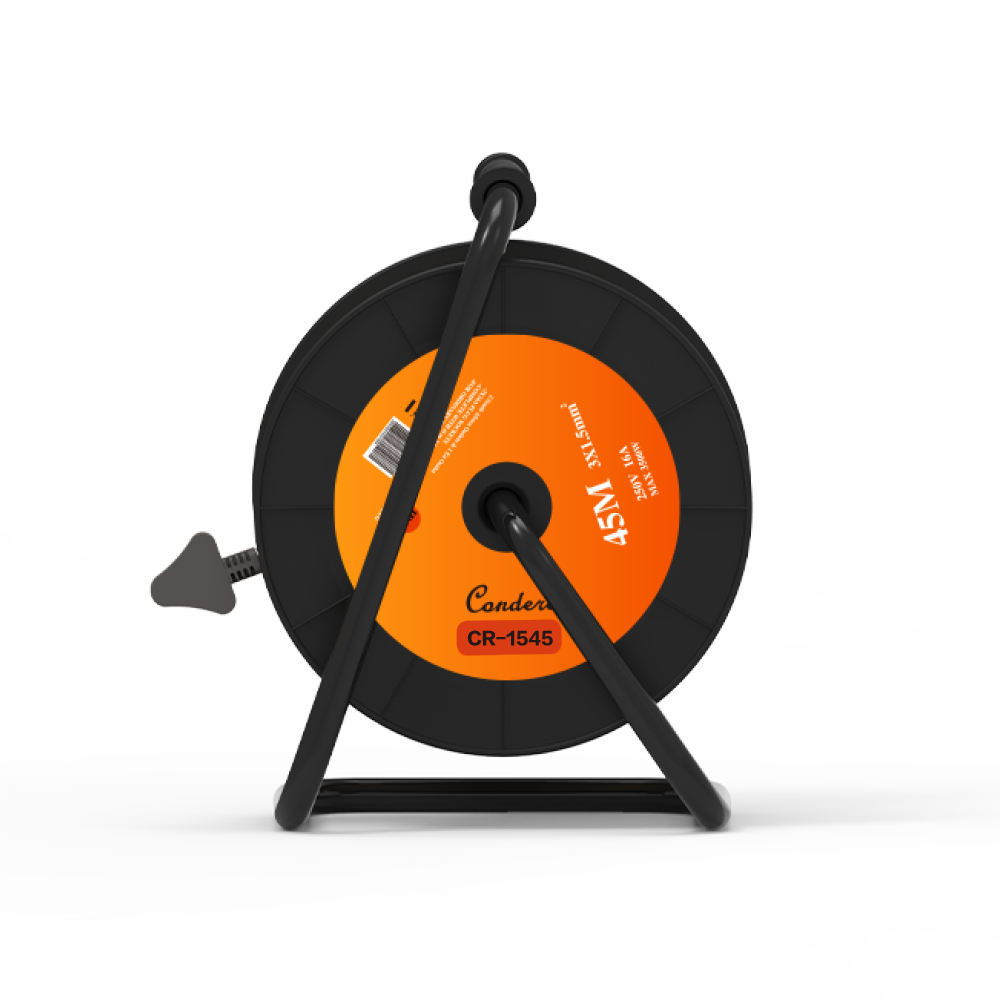 45m Copper Extension Cord Reel – Electrical Cord Storage Reel with Fireproof Shell, 3500W Power Capacity, 3-Port Extension Cord Holder with Key Switch and Child Protection