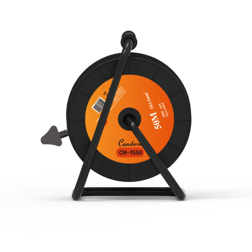 50m Copper Extension Cord Reel – 3500W Power Cable Reel with 3 Ports, Fireproof Shell, Key Switch, and Child Protection