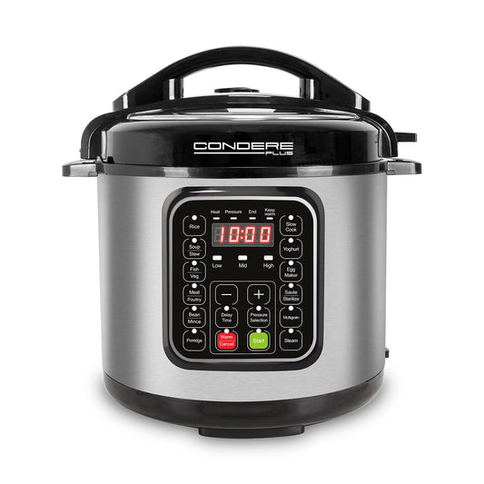CONDERE PLUS 6L Electric Pressure Cooker, Smart Rice Cooker, Slow Cooker, Soup Pot, Stainless Steel Inner Pot, 17 Cooking Functions, Digital Display, 8 Safety Features, Easy to Clean