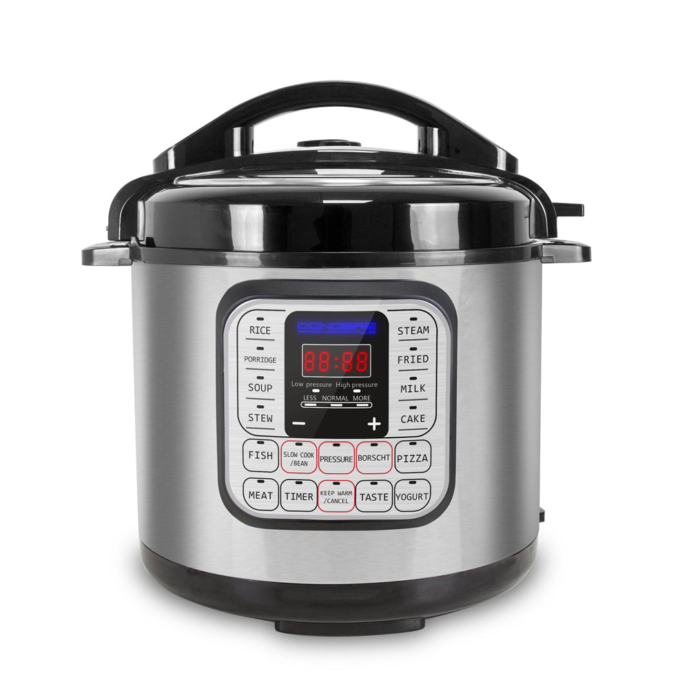CONDERE PLUS 5L Electric Pressure Cooker Multifunction Smart Rice Cooker Slow Cooker Soup Pot with Stainless Steel Inner Pot Digital Display 14 Cooking Functions Easy to Clean Safety Protection