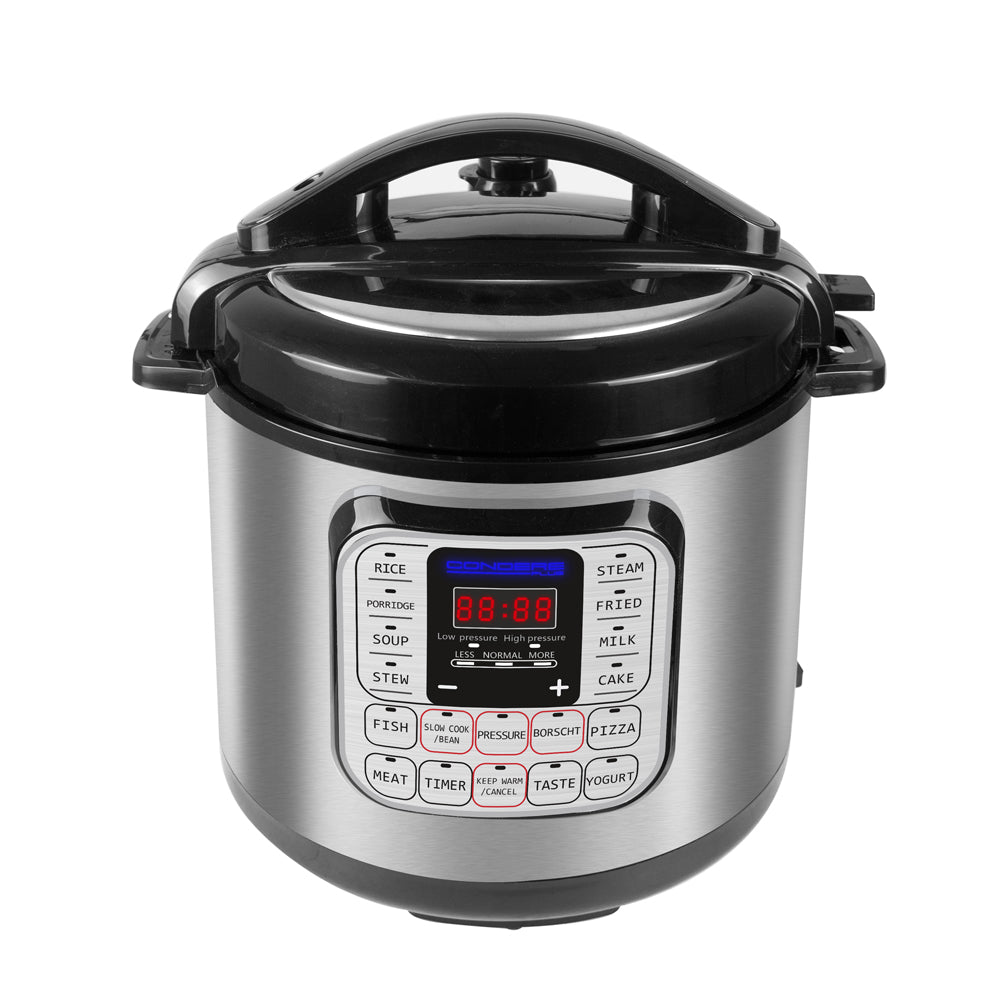 CONDERE PLUS 5L Electric Pressure Cooker Multifunction Smart Rice Cooker Slow Cooker Soup Pot with Stainless Steel Inner Pot Digital Display 14 Cooking Functions Easy to Clean Safety Protection