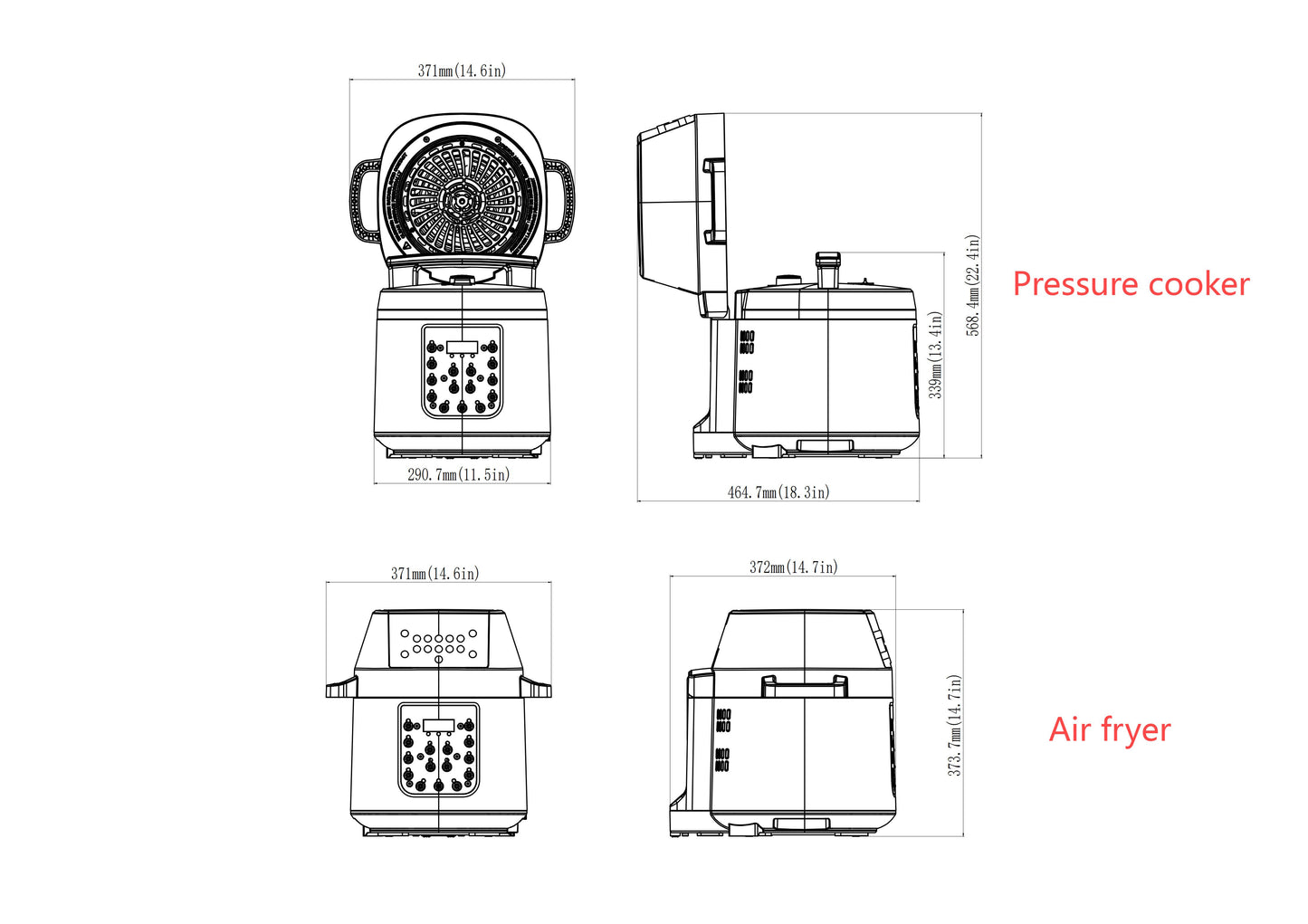 CONDERE PLUS HD60-2006 Multifunction Smart Electric Pressure Cooker & Air Fryer 2-in-1, 6L, 1530W/1000W