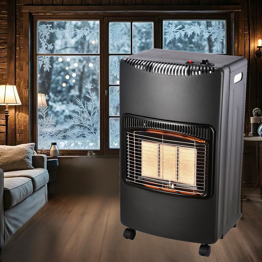 Indoor Foldable Gas Heater, 1.5kW-4.2kW Propane Heater with Piezo-Electric Ignition, ODS & Flame-Failure Protection, Portable and Safe for Indoor Use