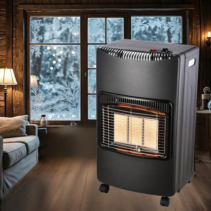 Indoor Foldable Gas Heater, 1.5kW-4.2kW Propane Heater with Piezo-Electric Ignition, ODS & Flame-Failure Protection, Portable and Safe for Indoor Use