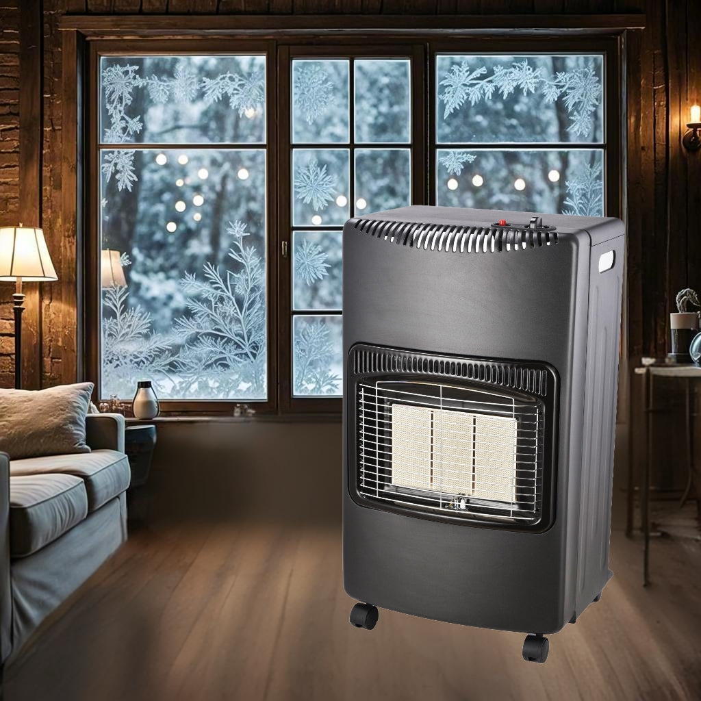 Indoor Foldable Gas Heater, 1.5kW-4.2kW Propane Heater with Piezo-Electric Ignition, ODS & Flame-Failure Protection, Portable and Safe for Indoor Use