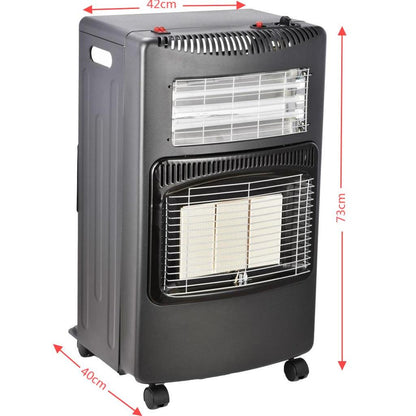 Indoor Slim Propane Gas Heater, 1.4kW-4.2kW with Piezoelectric Ignition, ODS & Tilt Safety, Portable Gas Heater for Home Heating