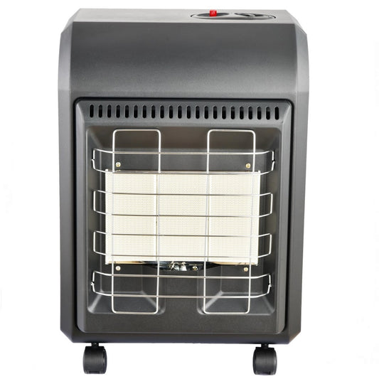 Small Propane Heater for Indoor Use, 1.5kW-4.2kW Gas Heater with Piezo-Electric Ignition, ODS & Flame-Failure Protection, Portable Gas Heater with Castors for Home Heating