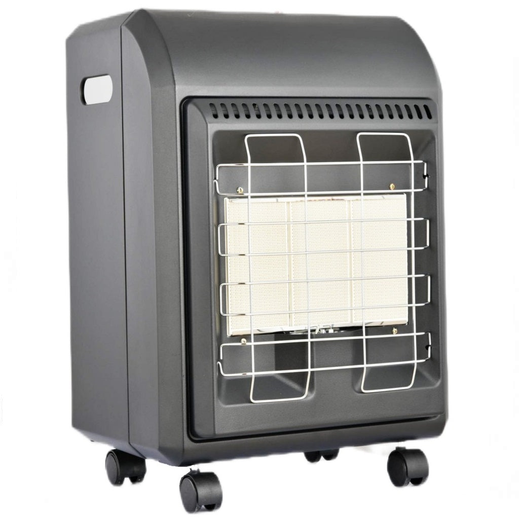 Small Propane Heater for Indoor Use, 1.5kW-4.2kW Gas Heater with Piezo-Electric Ignition, ODS & Flame-Failure Protection, Portable Gas Heater with Castors for Home Heating