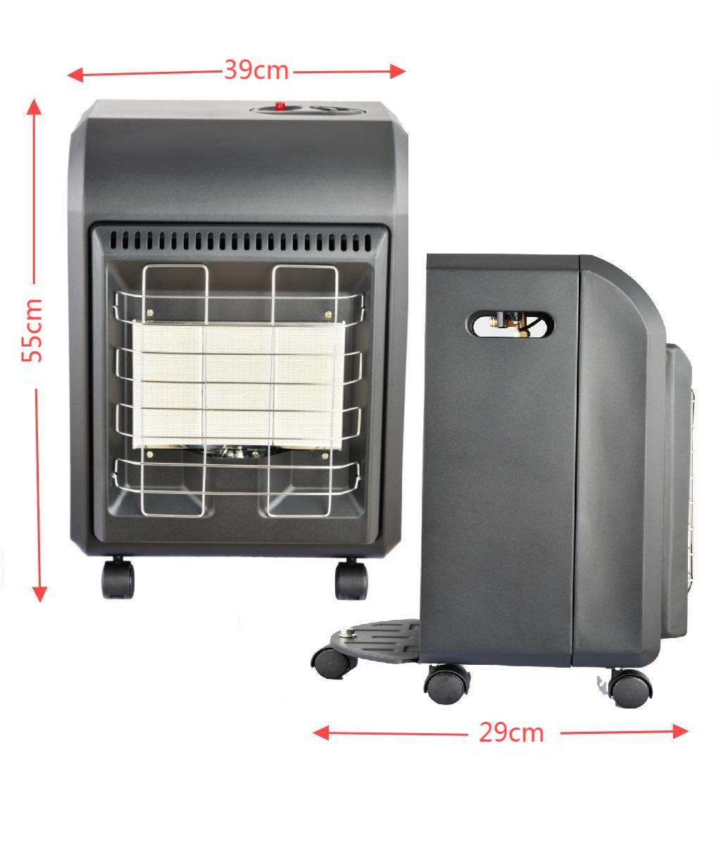 Small Propane Heater for Indoor Use, 1.5kW-4.2kW Gas Heater with Piezo-Electric Ignition, ODS & Flame-Failure Protection, Portable Gas Heater with Castors for Home Heating