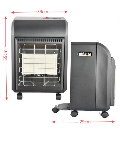 Small Propane Heater for Indoor Use, 1.5kW-4.2kW Gas Heater with Piezo-Electric Ignition, ODS & Flame-Failure Protection, Portable Gas Heater with Castors for Home Heating