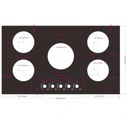 Built-in 5-Burner LPG Gas Cooker RH-4005 – Glass Top, High Efficiency